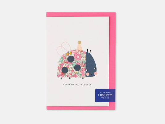 Ladybird Birthday Card - Liberty Betsy Ann Print