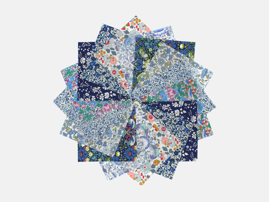 Liberty Fabrics Tana Lawn™ Cotton 5" Blue Charm Squares, Pack of 16