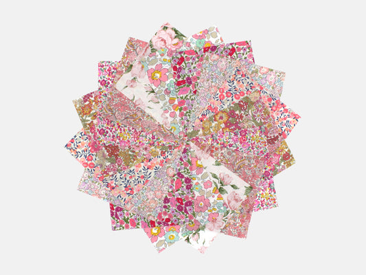 Liberty Fabrics Tana Lawn™ Cotton 5" Pink Charm Squares, Pack of 16