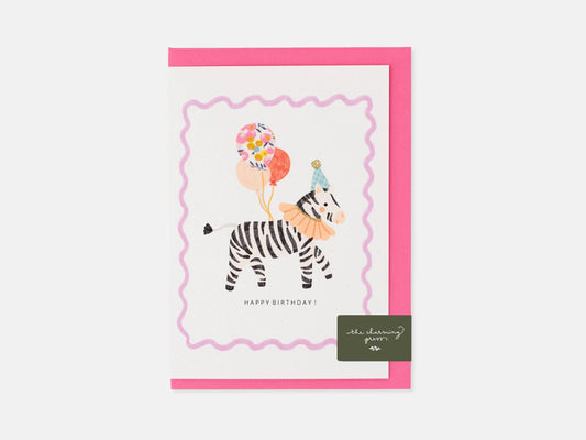 Zebra Birthday Card - Liberty Wiltshire Bud Print