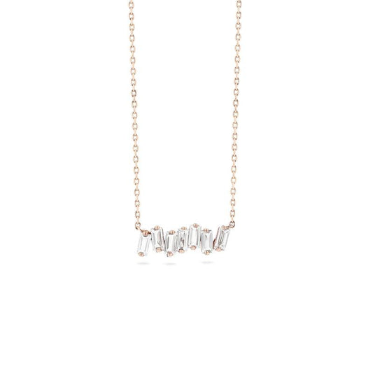 White Topaz Baguette Bar Necklace