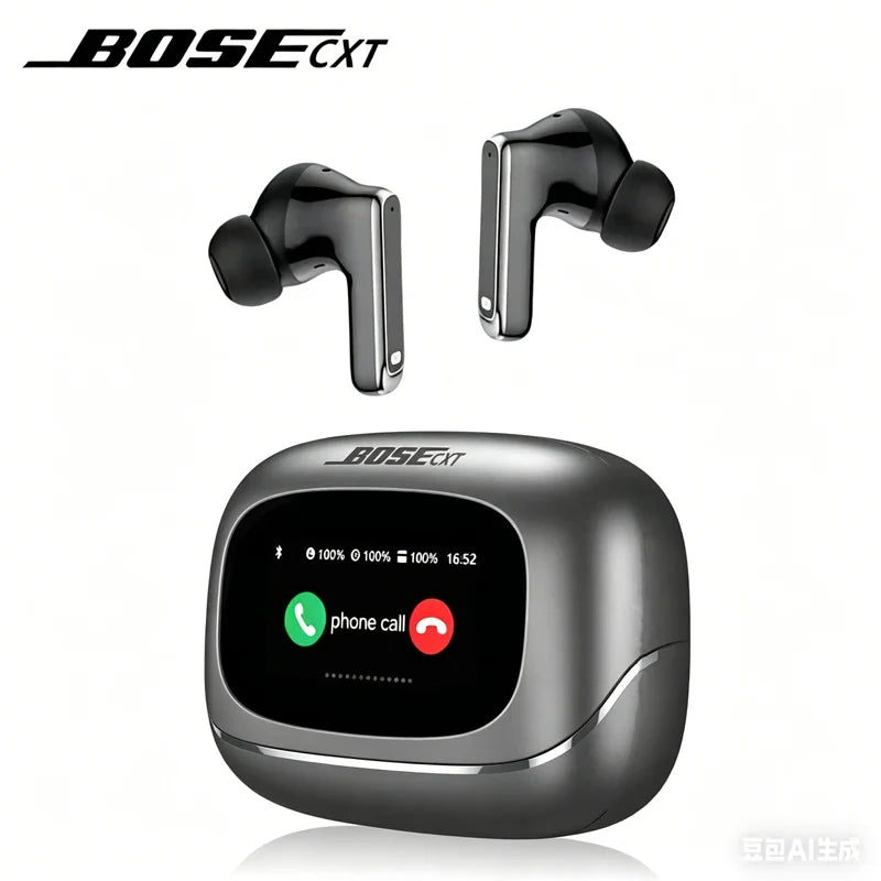 BOSECXT Ultra TOUR PRO6 Smart Touch Multi Functional Large Screen TWS Wireless ANC Noise Cancelling Earbud Enc Heavy Bass Earbud