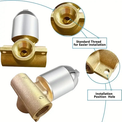 Chrome-Plated Single-Function Shower Mixer Valve - Wall-Mounted, Hot & Cold Water Control for Bathroom Decor, Round Showerhead,