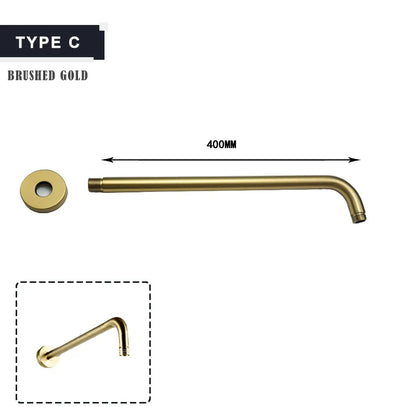 Black G1/2 Ceiling & Wall Mounted Shower Arm Free Shipping Stainless Steel Shower Head Holder Gold Shower Fixed Pipe for Shower