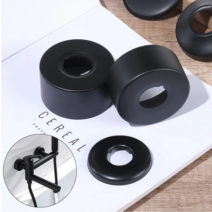 1Pcs Black Shower Faucet Decorative Cover Chrome Finish Stainless Steel Water Pipe Wall Covers Bathroom Accessories