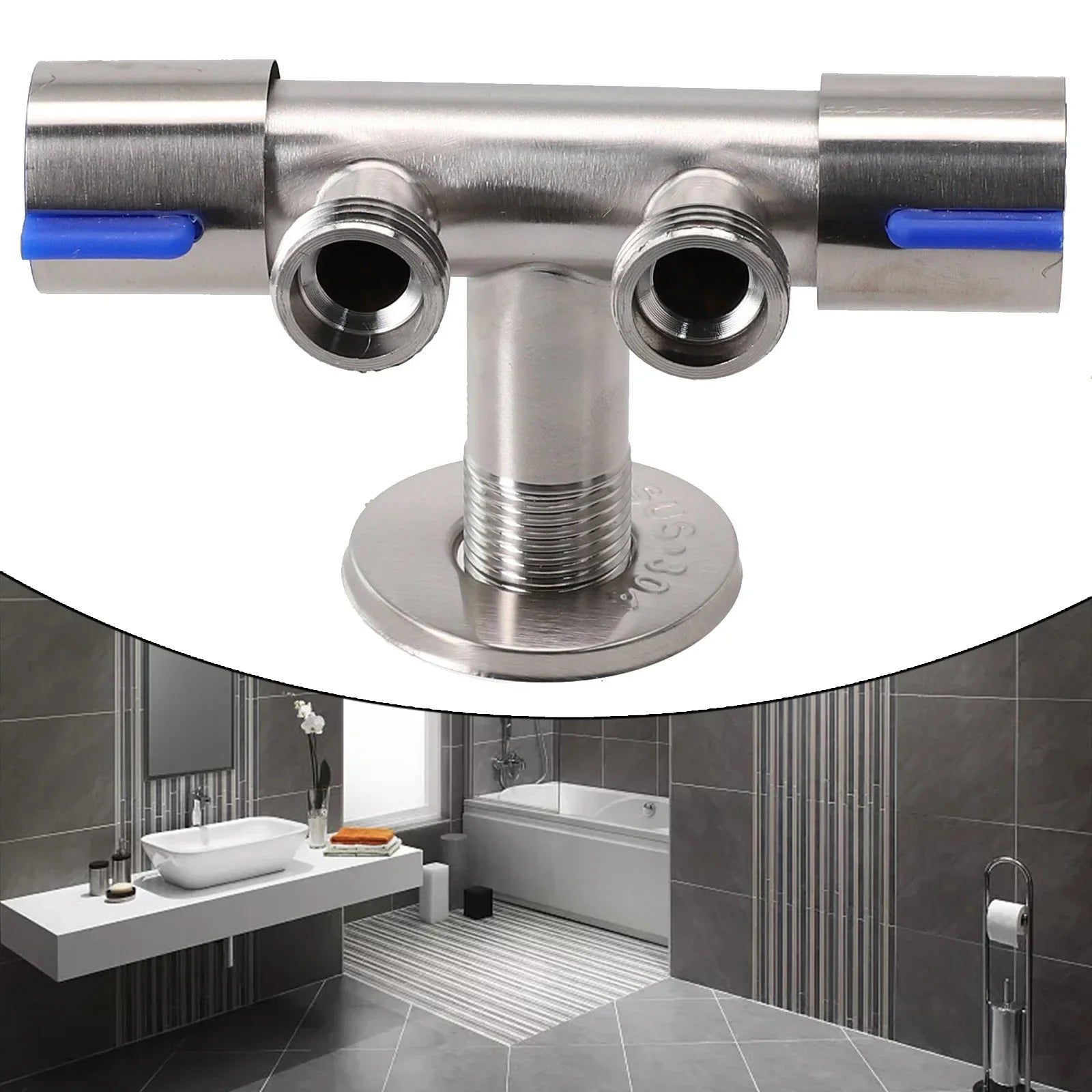 Bathroom Double  Handle Faucet  Dual Control  Stainless Steel Cold Water Faucet Bathroom Washing Machine Faucet Triangle Valve