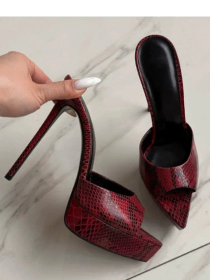 2026 Summer Women's Pointed Toe Open Toe Stiletto Cool Slippers Fashion Women's Wedding Dance Shoes