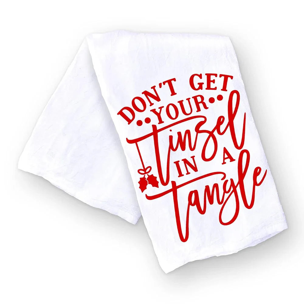 Christmas Kitchen Towel Christmas Dishwashing Hand Towel Seasons Greetings Housewarming Hostess Gift Christmas Winter Home Decor