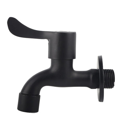 304 Stainless Steel Black Wall Mount Tap Garden Water Faucet for Bathroom(Washing Machine)