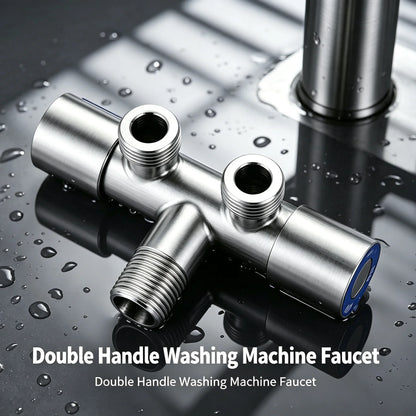 Double Handle Stainless Steel Cold Water Faucet Bathroom Washing Machine Faucet