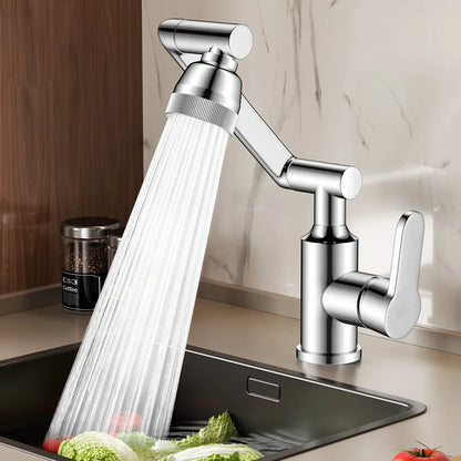 304 Stainless Steel 360° Swivel High Arc Splash Proof Single Hole Mount Bathroom Sink WaterSaving Kitchen Faucet 2 Spray Modes,