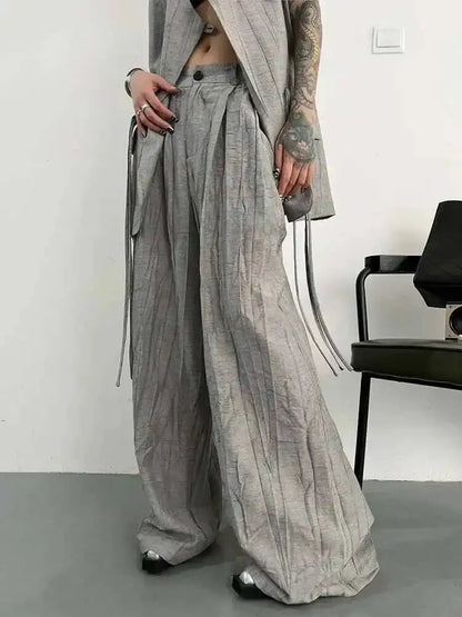BJTZ Loose Tie-dye Designer Women's Set 2025 Spring Summer New Two Piece Sleeveless Versatile Top Vest Loose Wide Pants Female