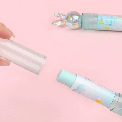 1 Piece Cute Kawaii Crystal Rabbit Lipstick Rubber Stationery School Office Supply Creative Novelty Pencil Eraser Novelty Pretty