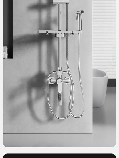 304 Stainless Steel Thermostatic Rainfall Shower Set High Pressure Wall Mounted Bathroom Mixer Tap Handheld Circular Square
