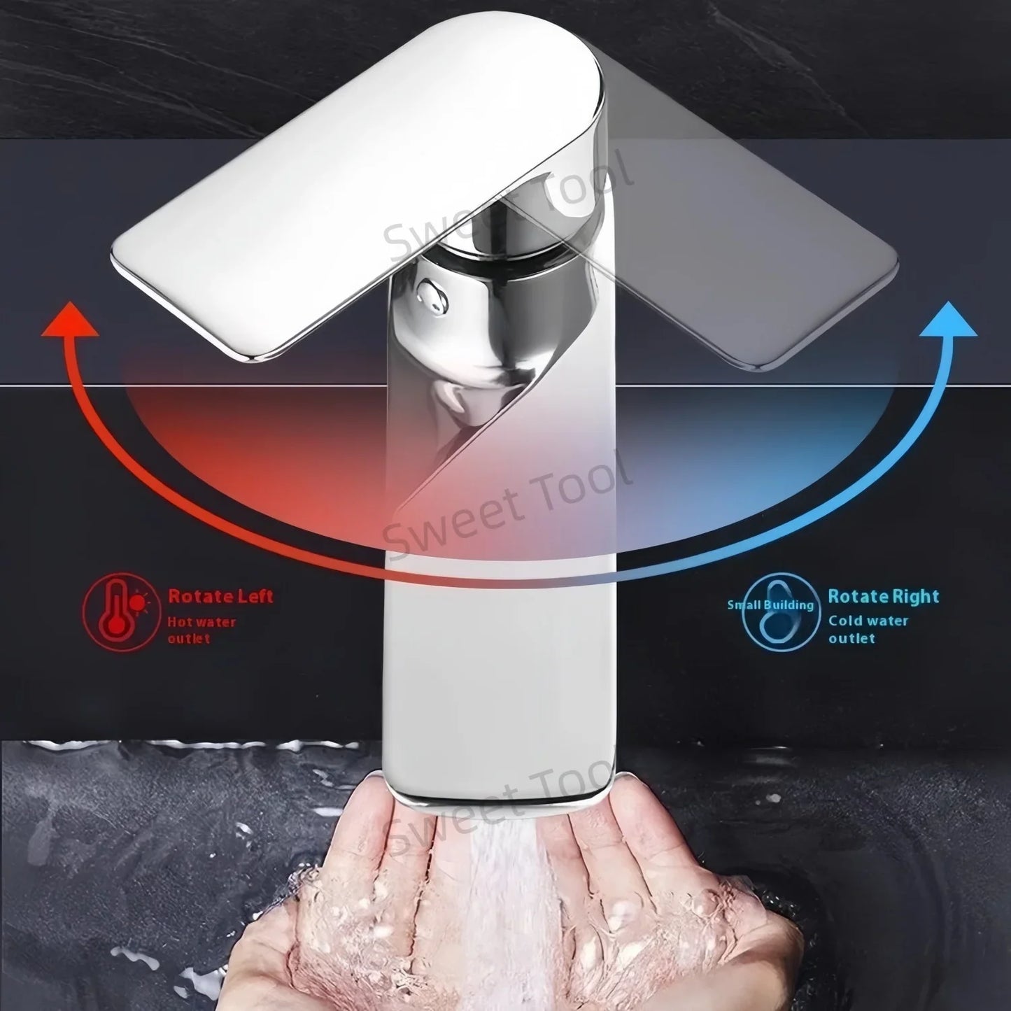 Chrome Bathroom Faucet Wash Basin Mixer Tap Hot & Cold Deck Mounted Water Tap Single Handle Single Hole for Household Kitchen