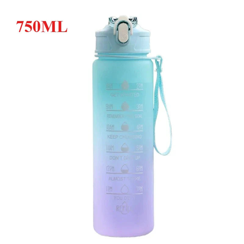 500ML/650ML/750ML/1000ML Sports Water Bottle Motivational Leak Proof Portable Reusable Plastic Cups Outdoor Travel Gym Jugs