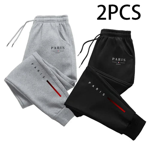 2 in 1 Sweatpants for Man Fall Winter Daily Casual Sporty Jogger Pants Paris Fashion Print Trousers Home Outdoor Comfort Bottoms