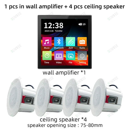 86 type touch screen Home Theater Sound System bluetooths TF AUX audio  in wall power amplifier Fm Radio Background music player