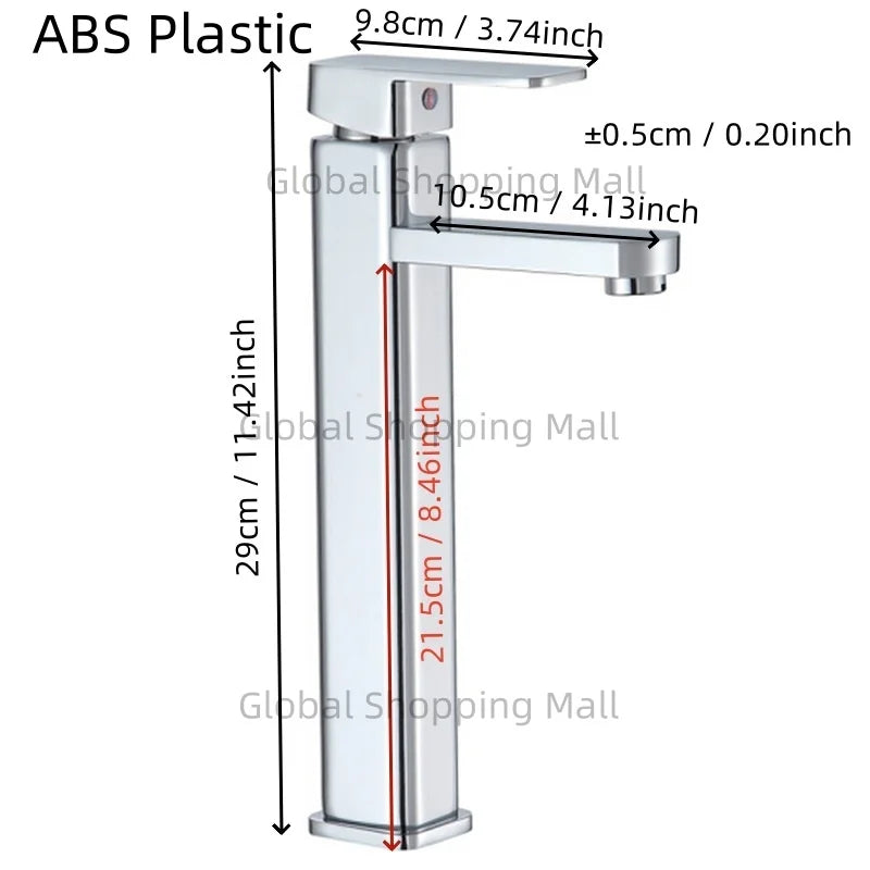 Bathroom Faucet Single Hole Single Handel Hot and Cold Water Mixer Tap Deck Mounted in Black and Chrome Square Basin TapBathroom