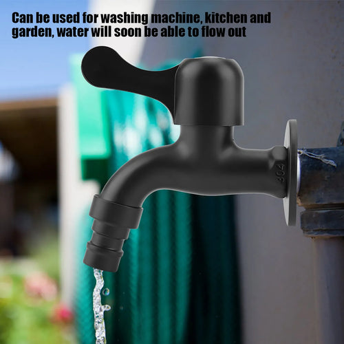 304 Stainless Steel Black Wall Mount Tap Garden Water Faucet for Bathroom(Washing Machine)