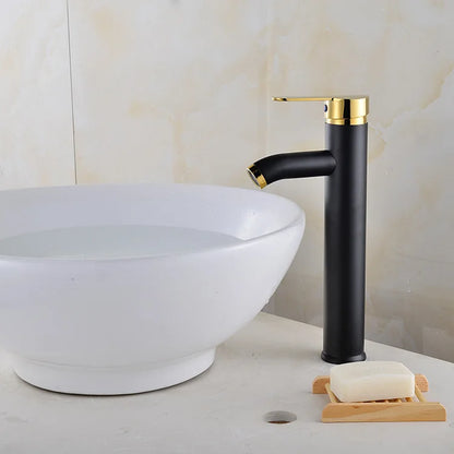 Black Basin Faucet Stainless Steel Paint Faucet Bathroom Single Handle Basin Faucets Blacked Single Hole Hot Cold Mixer Tap