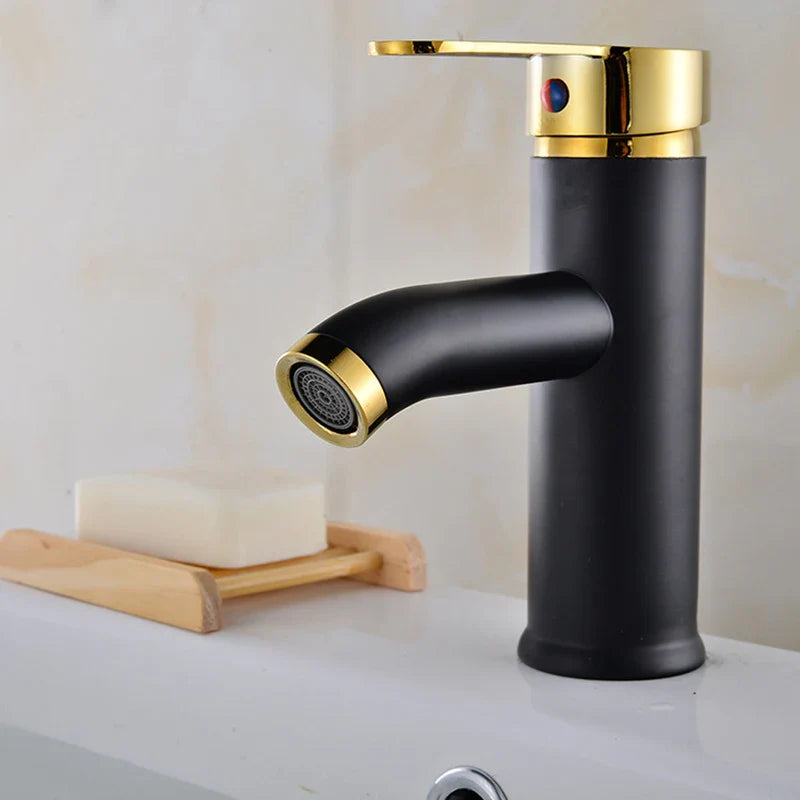 Black Basin Faucet Stainless Steel Paint Faucet Bathroom Single Handle Basin Faucets Blacked Single Hole Hot Cold Mixer Tap