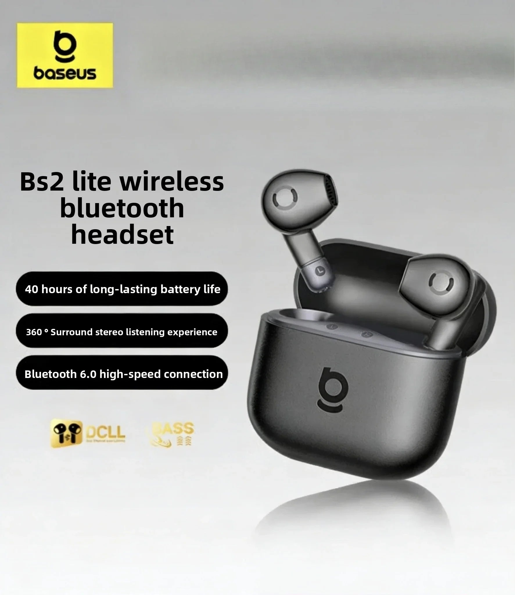 Baseus Bass BS2 Lite True Wireless Earbuds Bluetooth 6.0 Semi-In-Ear-Kopfhörer 2-Mikrofon AI ENC 40H Spielzeit IP55 SuperBass Oh