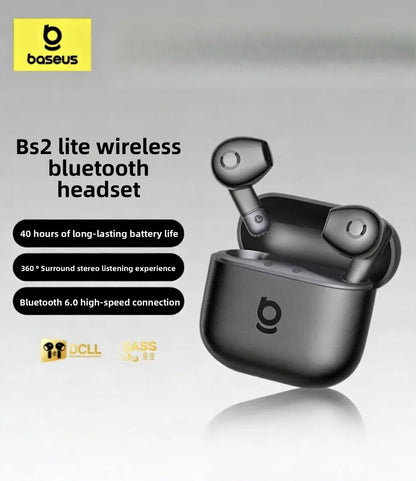 Baseus Bass BS2 Lite True Wireless Earbuds Bluetooth 6.0 Semi-In-Ear-Kopfhörer 2-Mikrofon AI ENC 40H Spielzeit IP55 SuperBass Oh