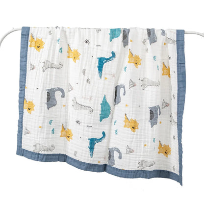 Baby Blankets 6 Layers 100% Cotton Gauze Breathable Infant Wrap Soft Absorbent Newborn Swaddle Blankets Cartoon Baby Bath Towel