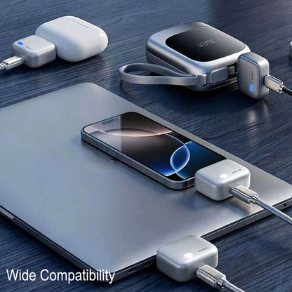 1pcs  20000mAh Portable Charger with Detachable Plug,Fast Charging Power Bank with Built-in Cable,Smart Battery Detection