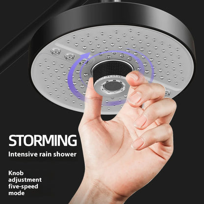 Adjustable 5 Speed Shower Head 7 inches Overhead Showerhead Liquid Silicone Water Outlet Shower for Bathroom Accessories