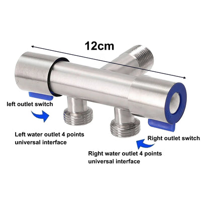 Bathroom Double  Handle Faucet  Dual Control  Stainless Steel Cold Water Faucet Bathroom Washing Machine Faucet Triangle Valve