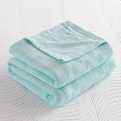100% Cotton Plaid Weave Blankets Single Double Queen King Size Lightweight Soft Blanket for All Season Bedspreads for Bed Sofa