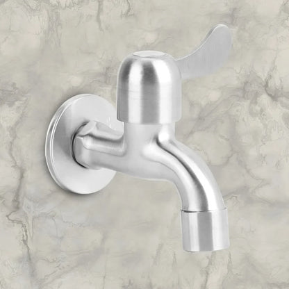 304 Stainless Steel Faucet G1/2 Inch Thread Single Lever Faucet Tap with Bubbler and Valve Wall Mounted Water Tap Garden