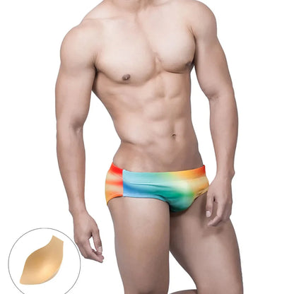 Color triangle men's swimming trunks low belt cup swimming trunks seaside hot spring professional swimsuit 10007zb