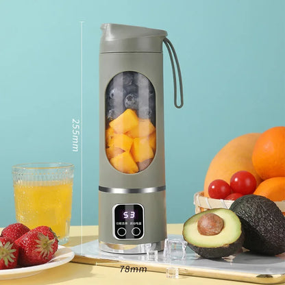 10 Blades Portable Juicer Cup, 450ml 3 Gears USB Rechargeable Blender, Ice Crusher for Shakes Smoothies Making