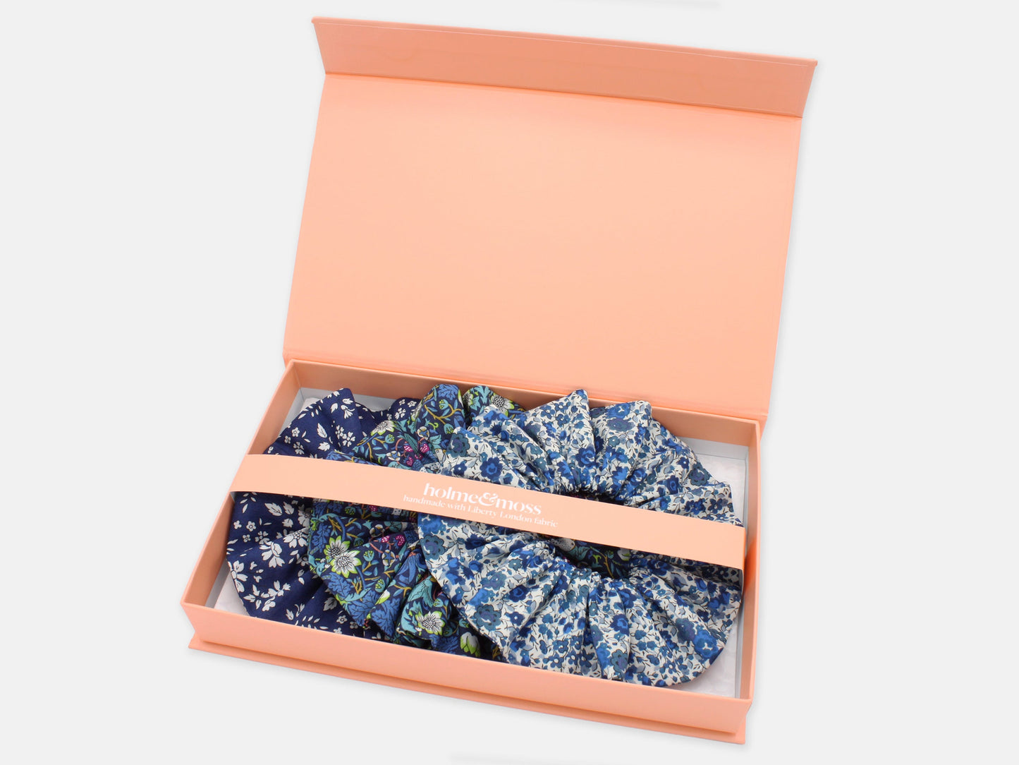 Scrunchie Gift Box, Liberty Print Shades of Blue Collection, Set of Three
