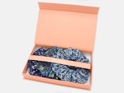 Scrunchie Gift Box, Liberty Print Shades of Blue Collection, Set of Three