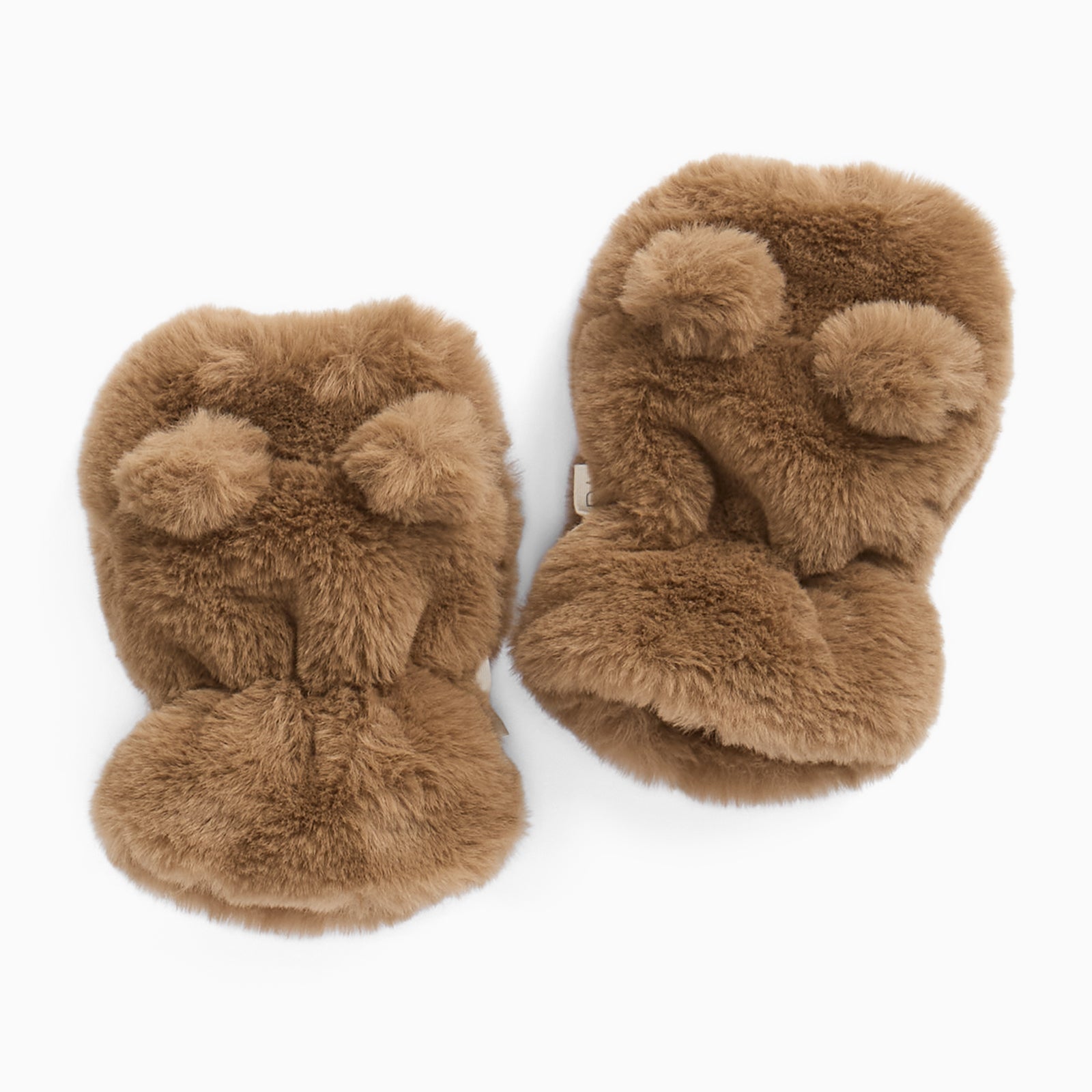 Brown Bear Faux Fur Mittens