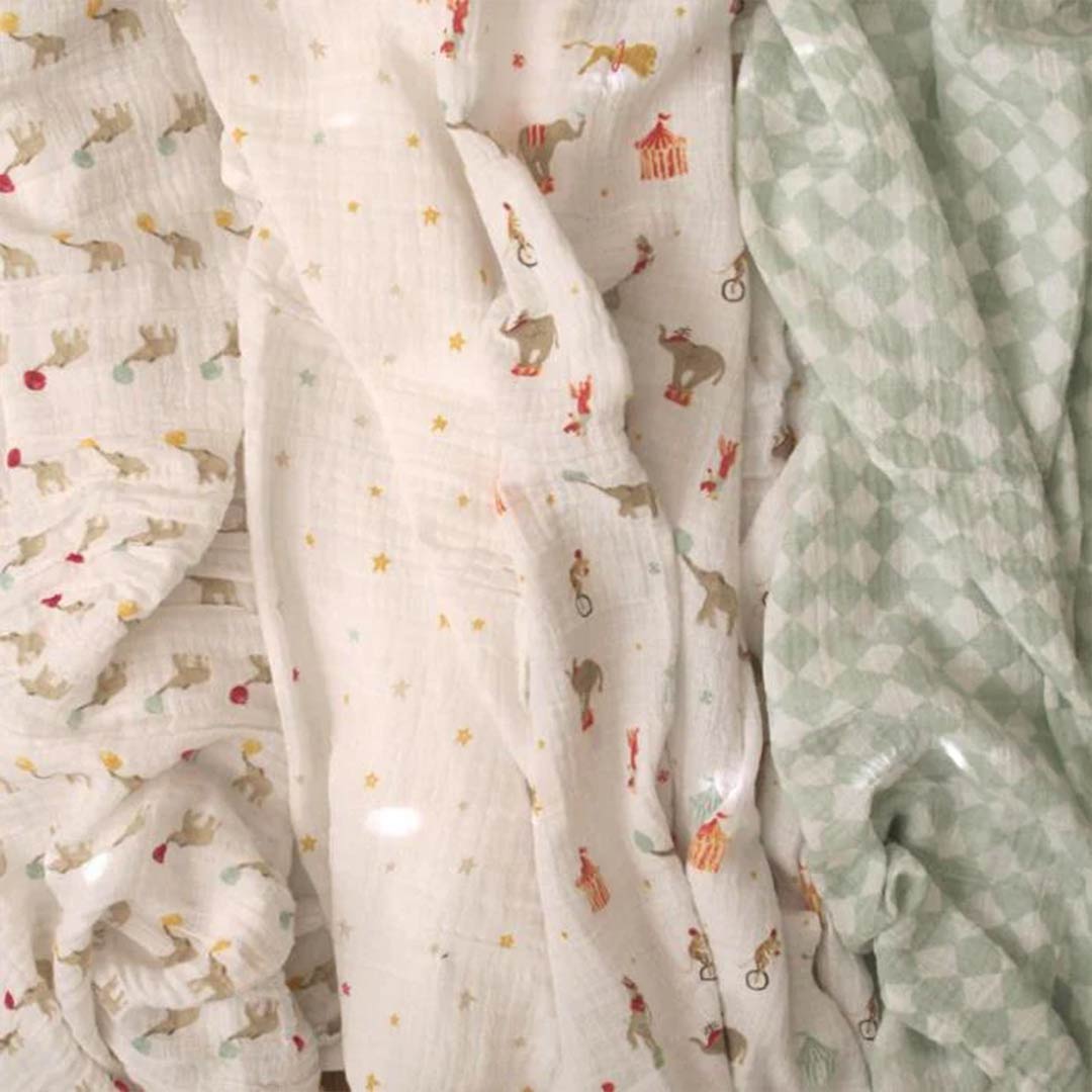aden + anais Essentials Cotton Muslin Swaddle Blankets - 2 Pack - Elephant Circus