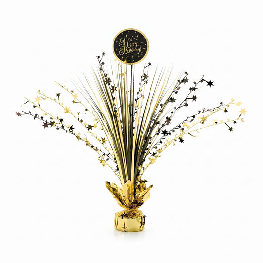 "Happy Birthday" Gold Starburst Centerpiece Spray