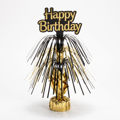 "Better with Age" Metallic Birthday Centerpiece Spray - Gold & Black, 30-Inch