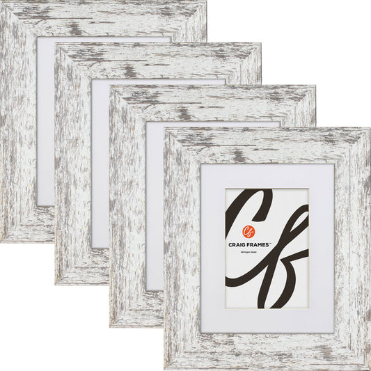 American Barn 2", Matted Alabaster White Picture Frame - 4 Piece Set