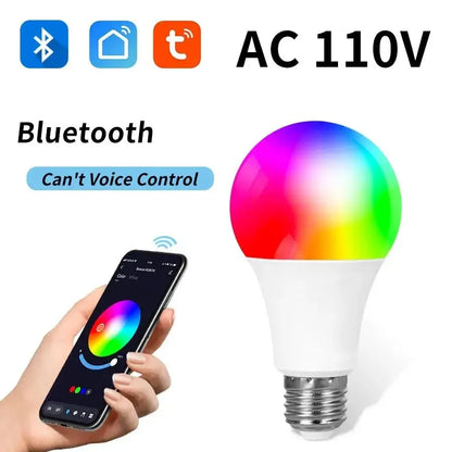 AmmToo Tuya Bluetooth Smart LED Light Bulb E27 RGB 110V 220V Smart Lamps for Bedroom Decoration Party Lighting Smart Life APP