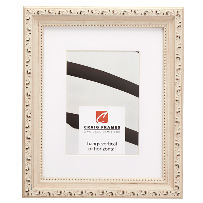 Ancien Ornate 1.375", Matted Off-White Picture Frame