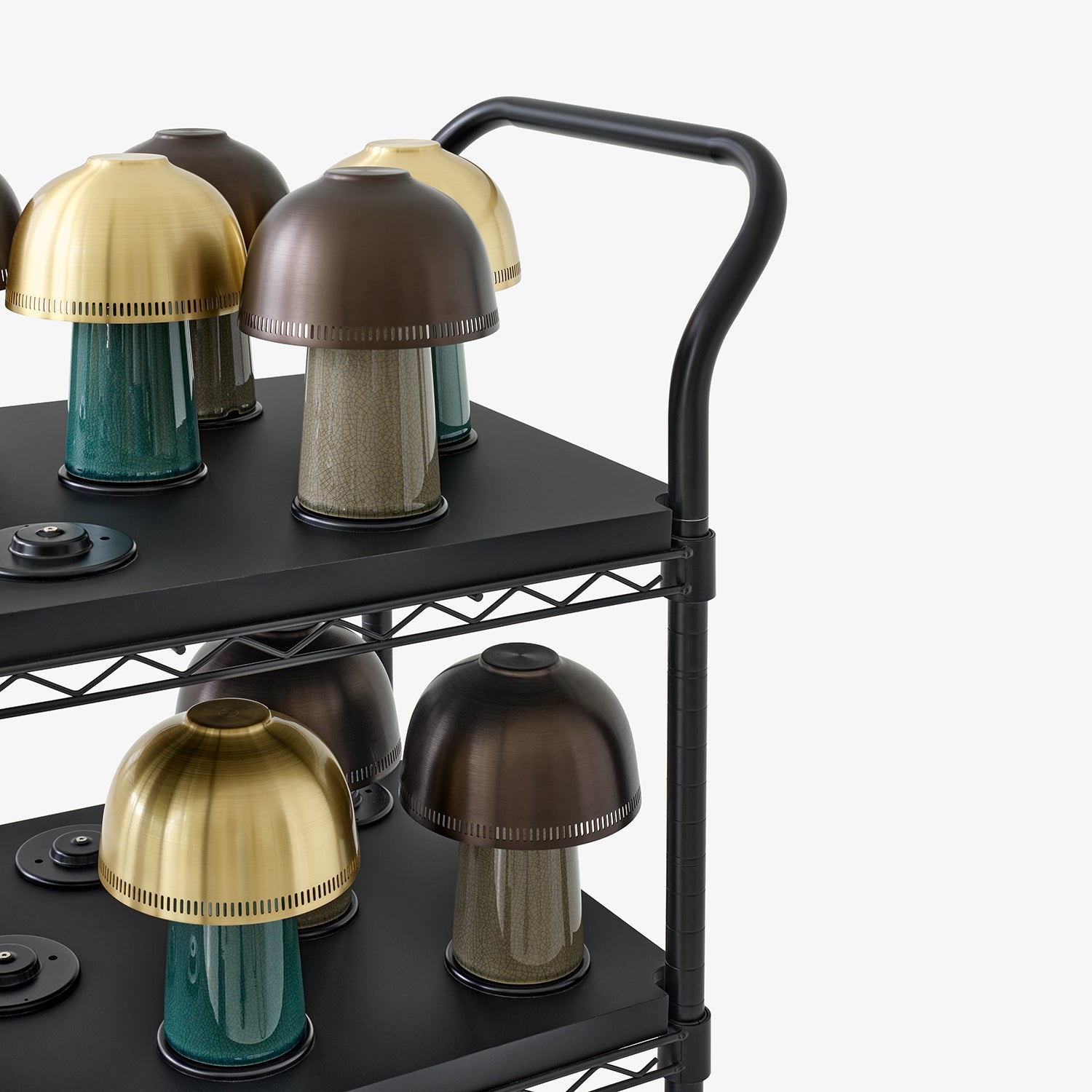 &tradition | raku portable lamp | blue green + brass