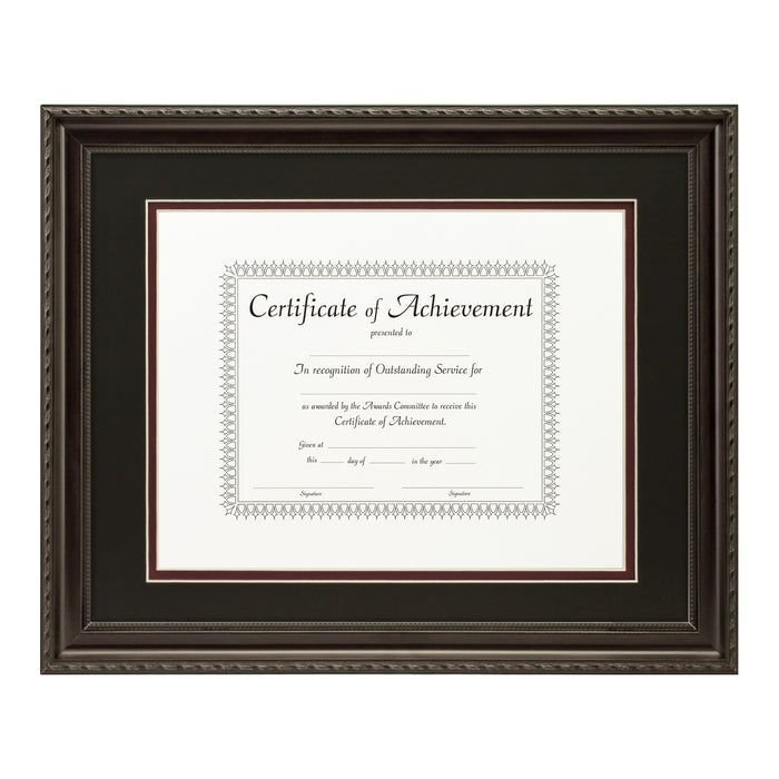 Annesbury Dark Walnut Document Frame – Black/Maroon Mat