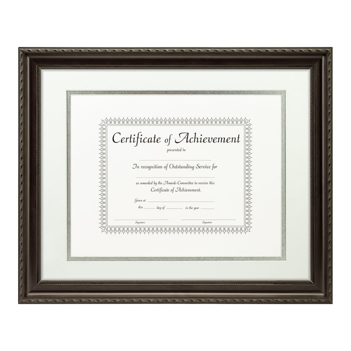 Annesbury Dark Walnut Document Frame – White/Silver Mat