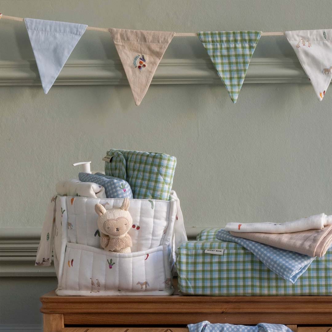 Avery Row Cotton Travel Baby Changing Mat - Greenhouse Gingham