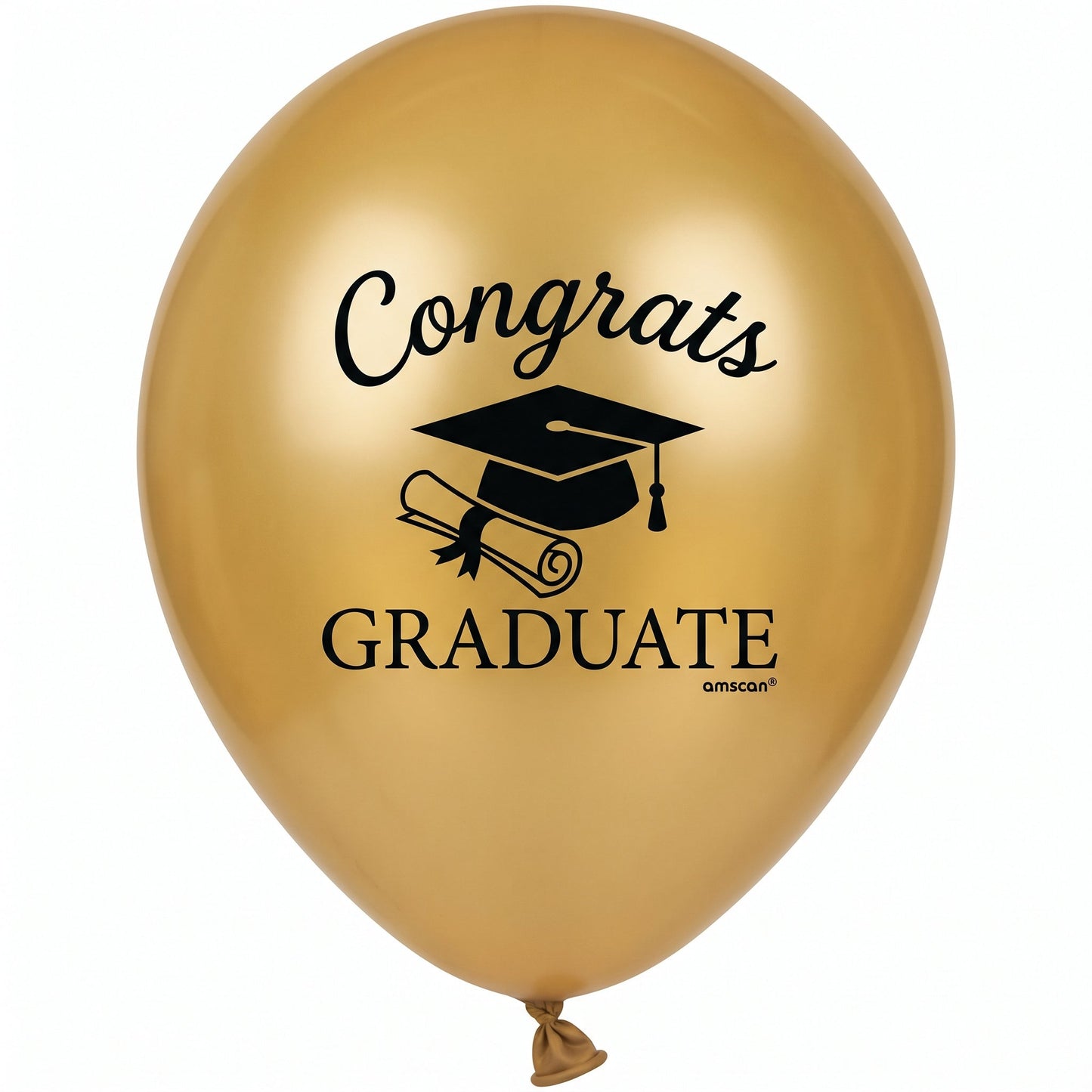 "Congrats Grad" Gold, Silver, and Black Latex Balloons, 12-Inch, 15-Pack